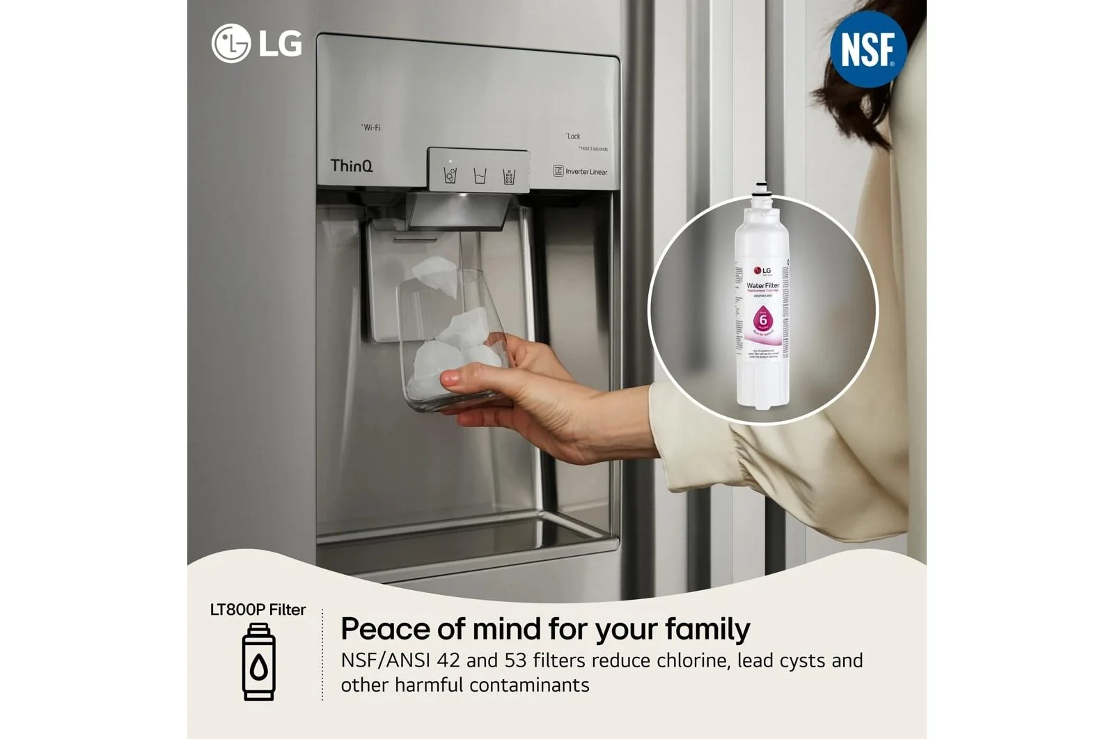 LT800P LG LT800P - 6 Month / 200 Gallon Capacity Replacement Refrigerator Water Filter - Image 2