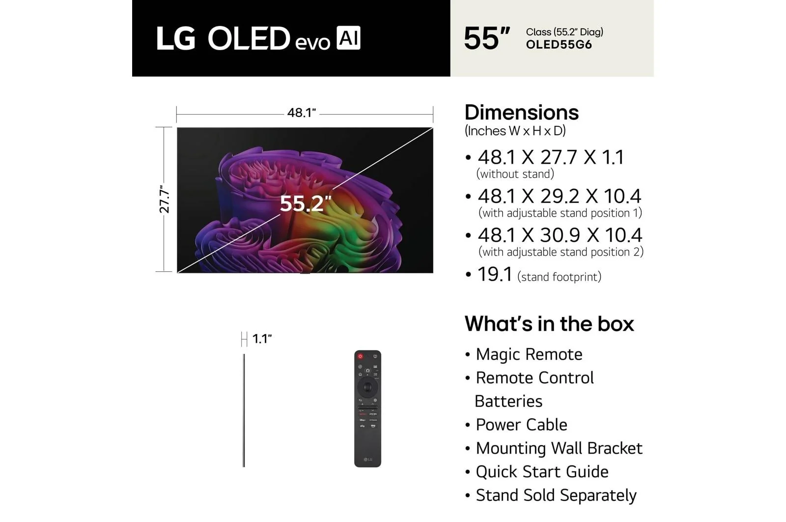Lg OLED55G6WUA 55 Inch Class LG OLED evo AI G6 4K Smart TV 2026 with Supplied Flush Wall Mount - Image 4