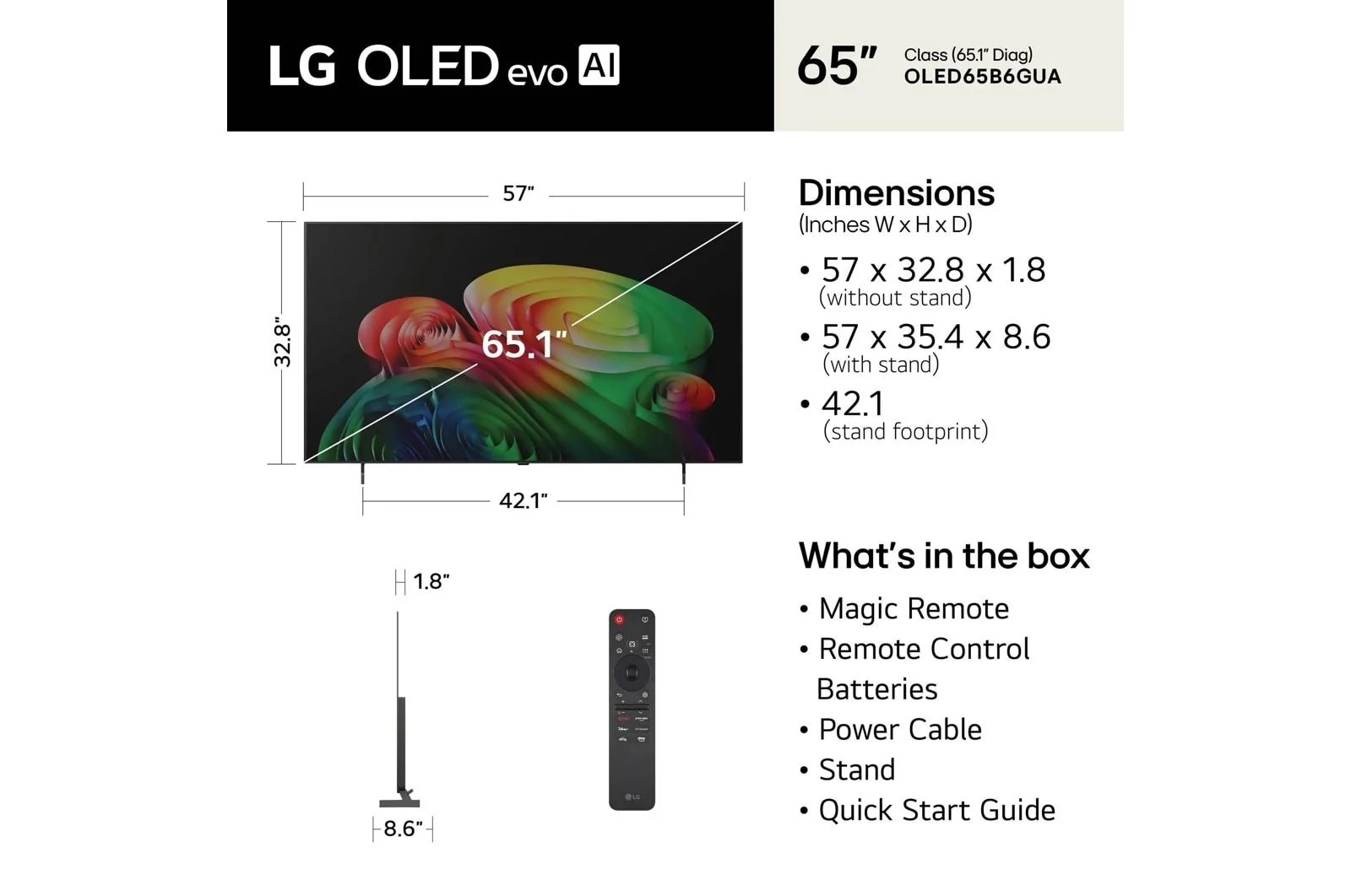 Lg OLED65B6GUA 65 Inch Class LG OLED evo AI B6 4K Smart TV 2026 - Image 5