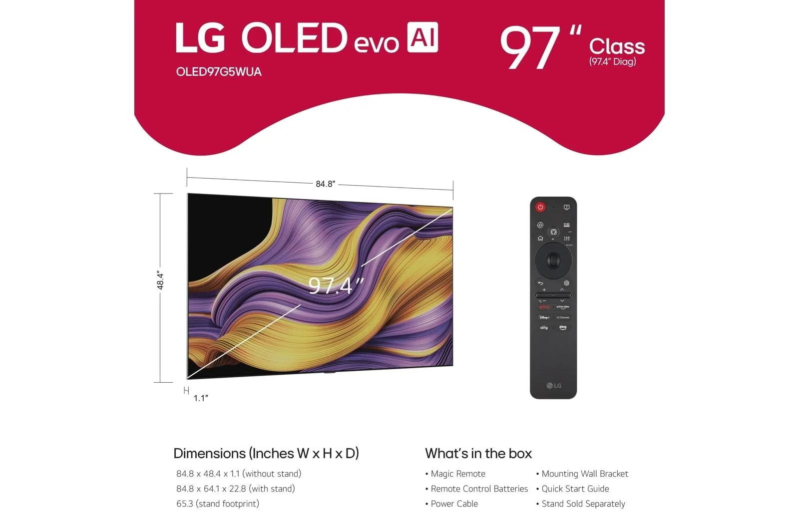 Lg OLED97G5WUA 97 Inch Class LG OLED evo AI G5 4K Smart TV 2025 with Supplied Wall Mount - Image 13