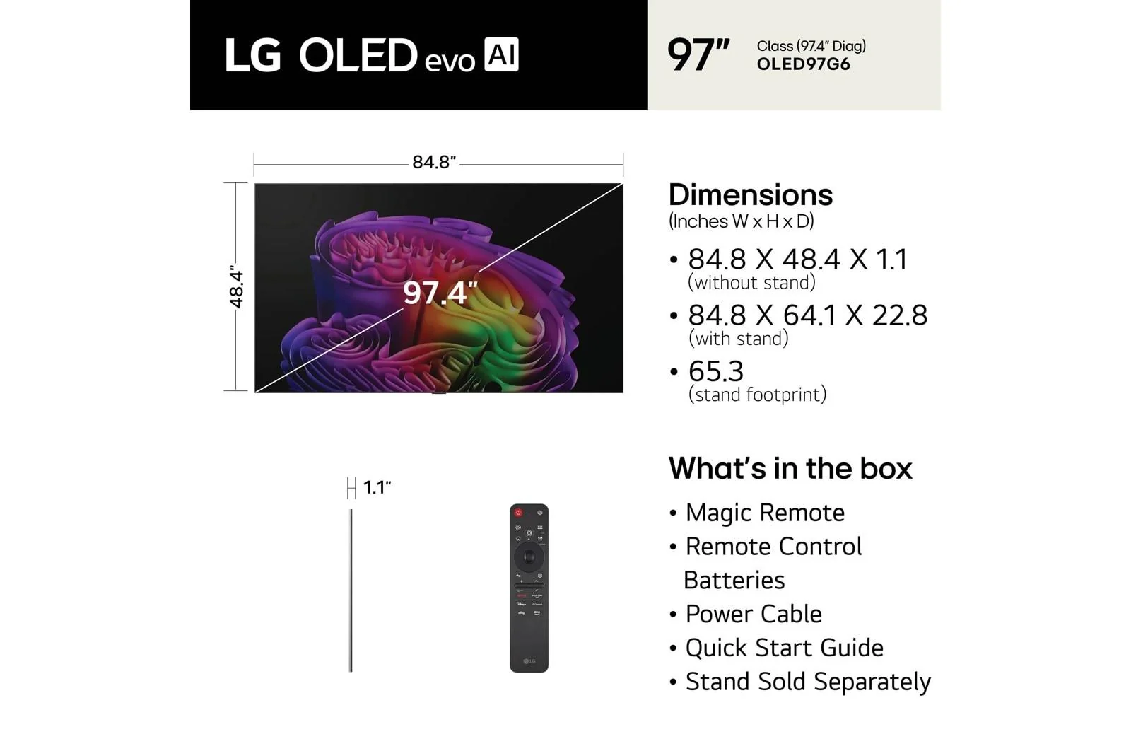 Lg OLED97G6WUA 97 Inch Class LG OLED evo AI G6 4K Smart TV 2026 with Supplied Flush Wall Mount - Image 4