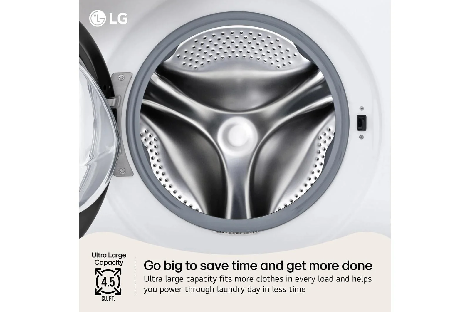 Lg WM3420CW 4.5 cu. ft. Ultra Large Capacity Smart Front Load Washer - Image 3