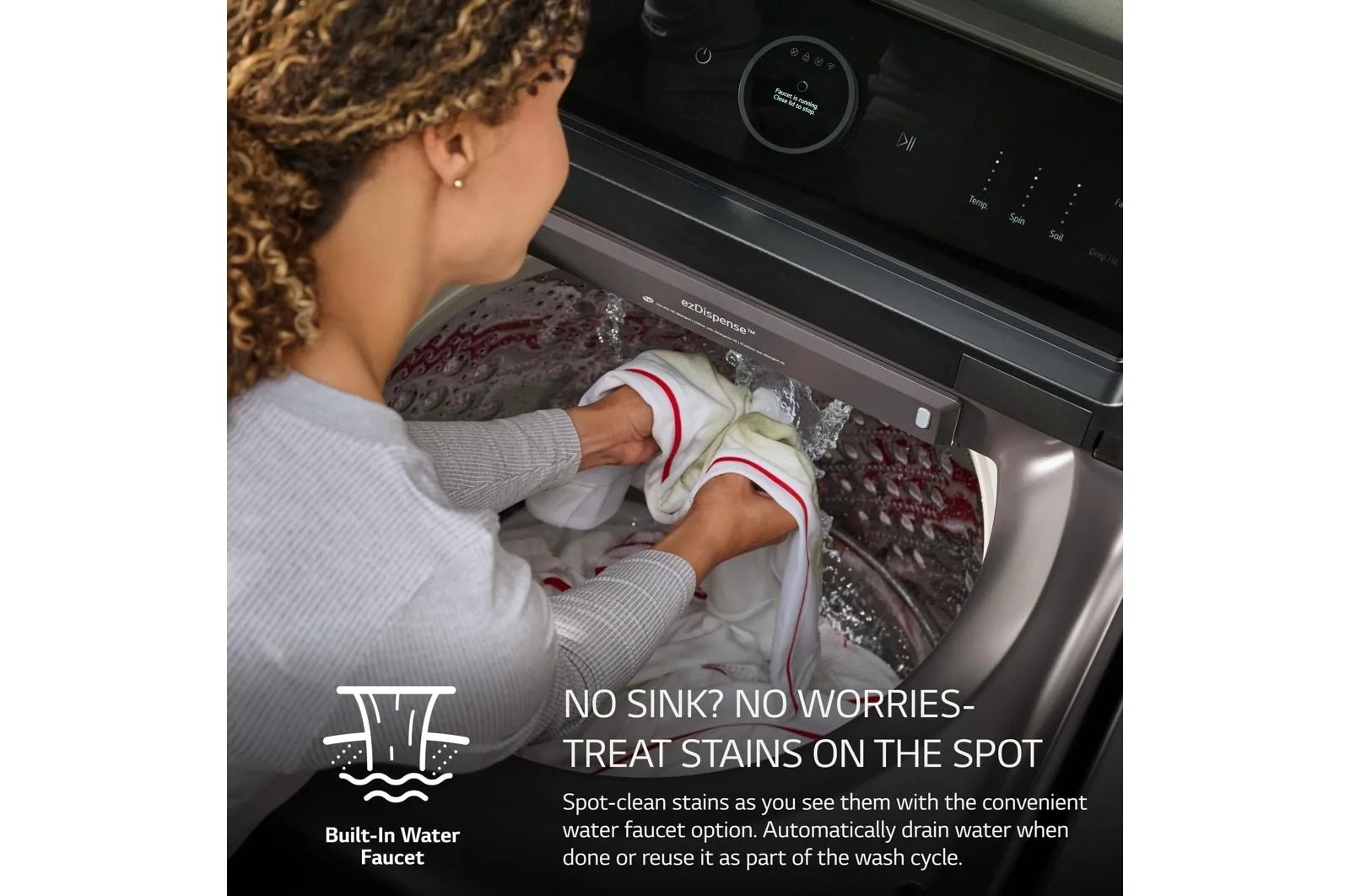 Lg WT8600CW 5.5 cu. ft. Mega Capacity Smart Top Load Washer with Impeller, EasyUnload™, AI Sensing, ezDispense®, Water Faucet & LCD Digital Dial Control - Image 7