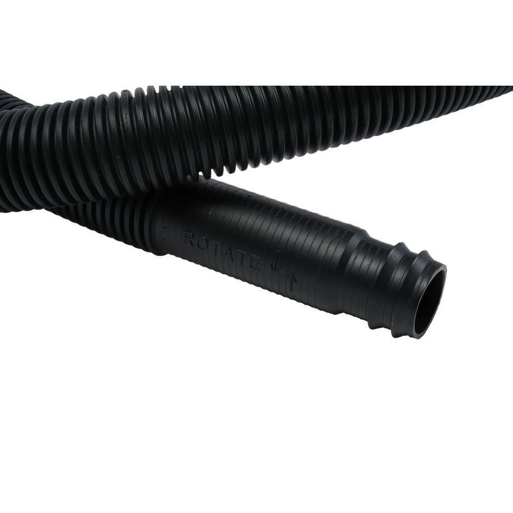 Maytag 285666 8' Black washer drain hose with molded and straight plastic fittings, U-shape rubber nozzle, and spring clamp - 1 pack - Image 3