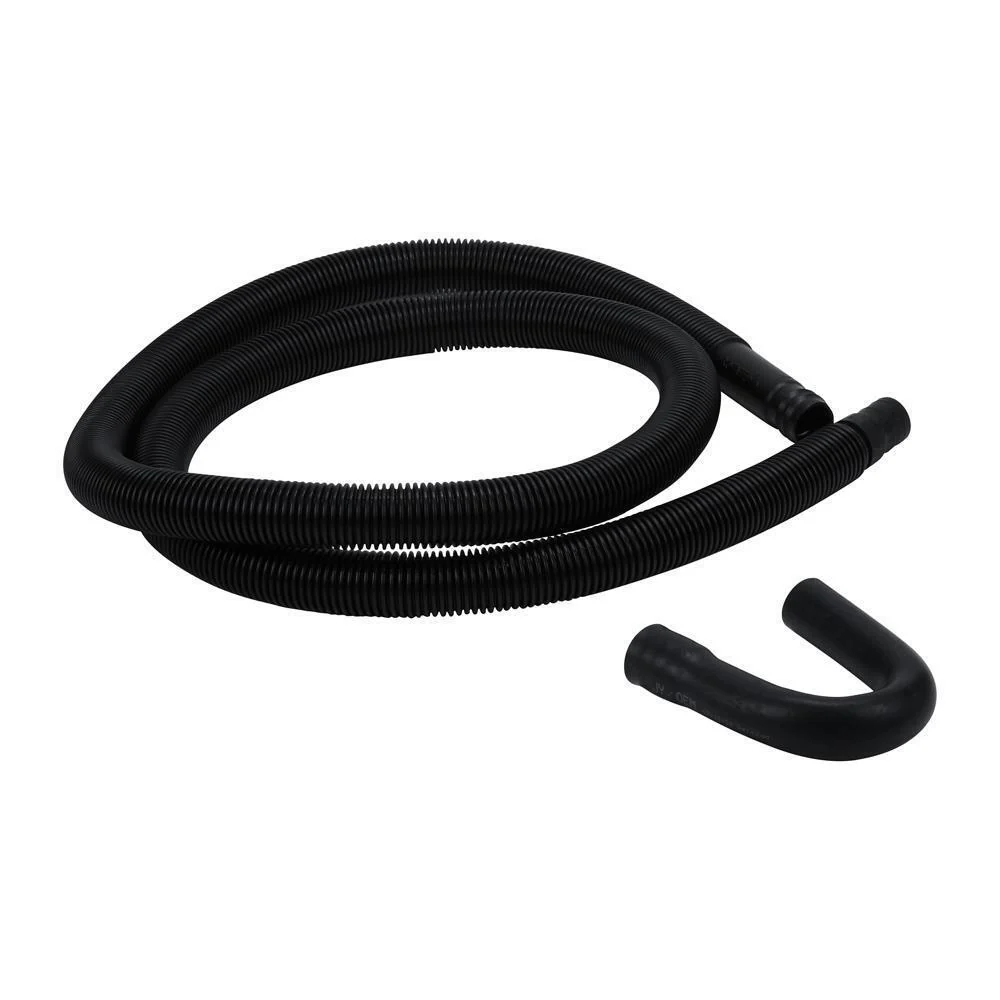 Maytag 285666 8' Black washer drain hose with molded and straight plastic fittings, U-shape rubber nozzle, and spring clamp - 1 pack - Image 5