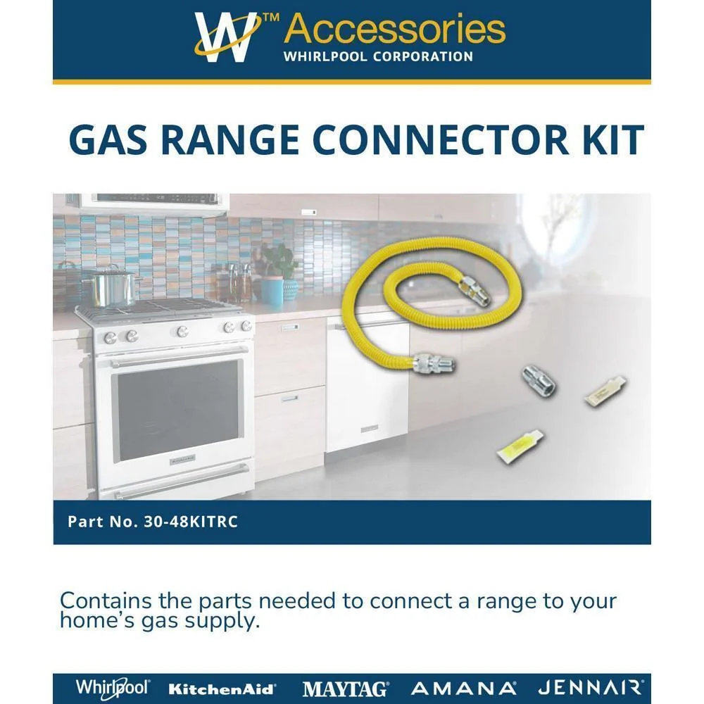 Maytag 3048KITRC 4' Gas Range Connector Kit with two 1/2" & one 3/4" male/female connectors, and sealant - Image 7