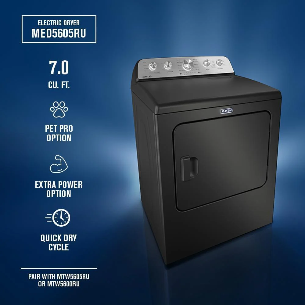 Maytag MED5605RU 7.0 Cu Ft. Load Electric Dryer with Extra Power and Pet Pro Option - Image 12