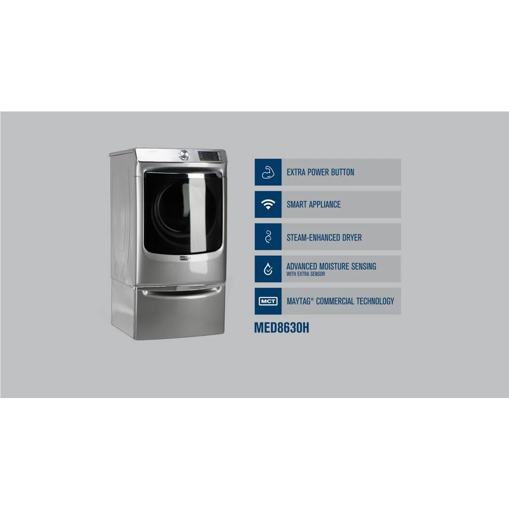 Maytag MED8630HC Smart Front Load Electric Dryer with Extra Power and Advanced Moisture Sensing Plus - 7.3 cu. ft. - Image 4