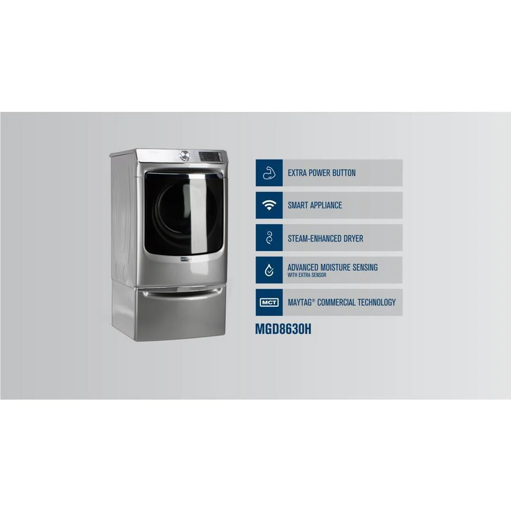 Maytag MGD8630HW Smart Front Load Gas Dryer with Extra Power and Advanced Moisture Sensing Plus - 7.3 cu. ft. - Image 4