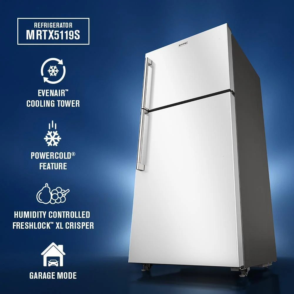 Maytag MRTX5119SW 30-Inch Wide Top-Freezer Refrigerator with Garage Mode-19 Cu. Ft. - Image 10