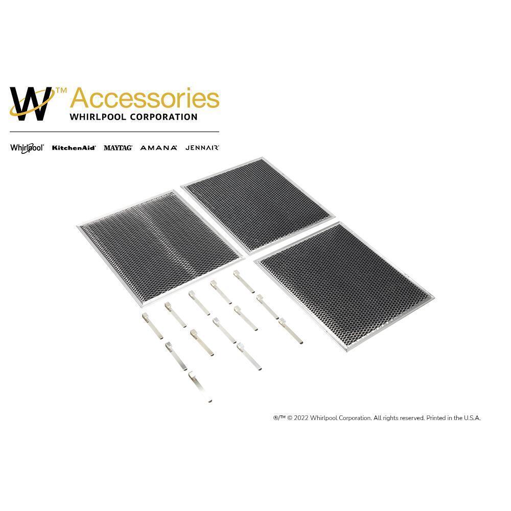 Maytag W10412939 Range Hood Charcoal Replacement Filter Kit for Models IH6302YS, IHW6302YB, IHW7302YS (Includes 3 Filters and 12 Clips) - Image 4