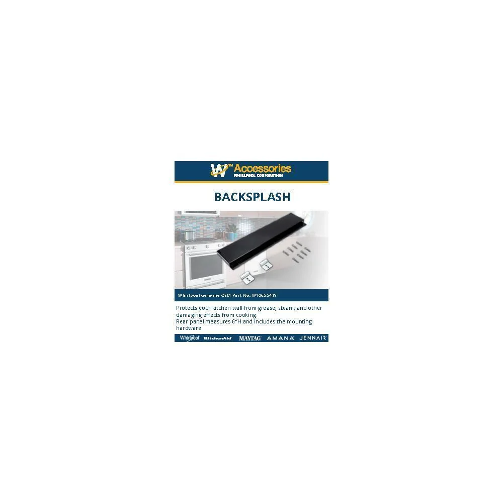 Maytag W10655449 Slide-in Range Backsplash, Black, Size: 6" H - Image 2