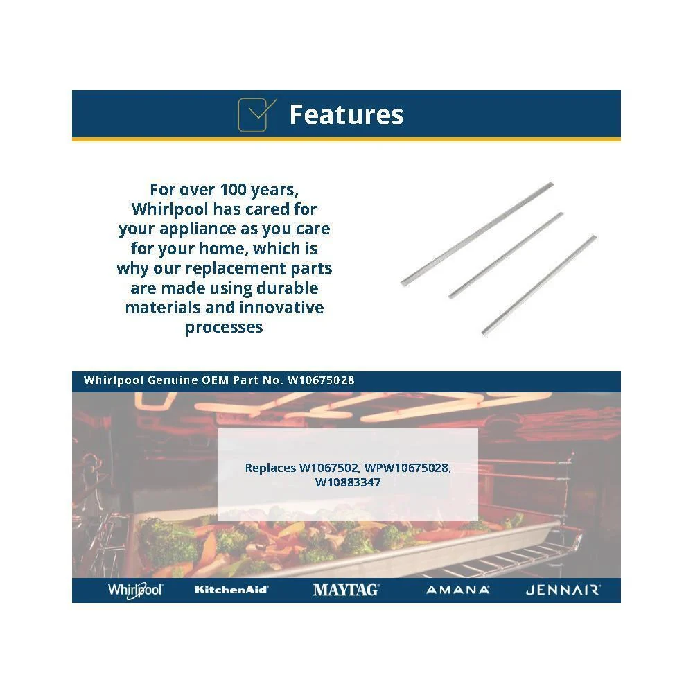 Maytag W10675028 34" Slide-in Range Trim Kit, Stainless Steel, with (3) trim pieces, and installation instructions - Image 4