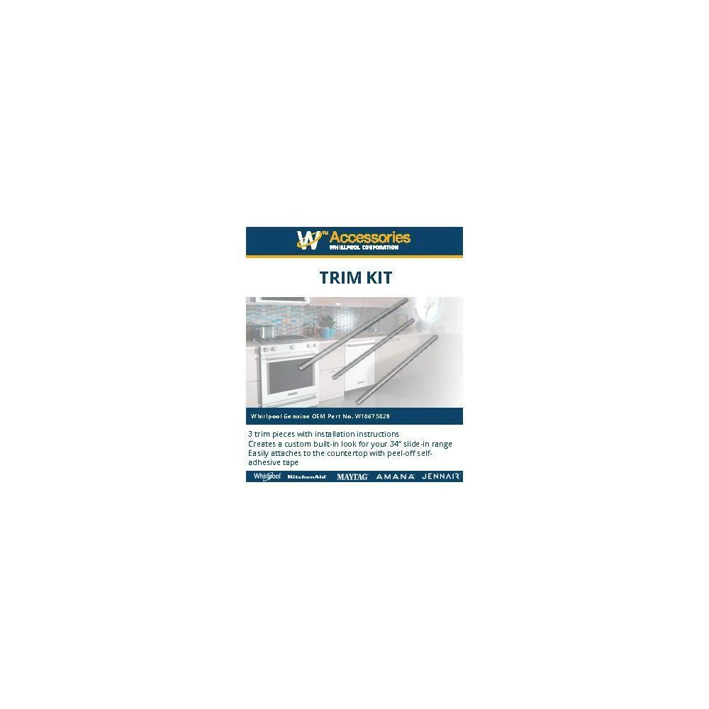 Maytag W10675028 34" Slide-in Range Trim Kit, Stainless Steel, with (3) trim pieces, and installation instructions - Image 7