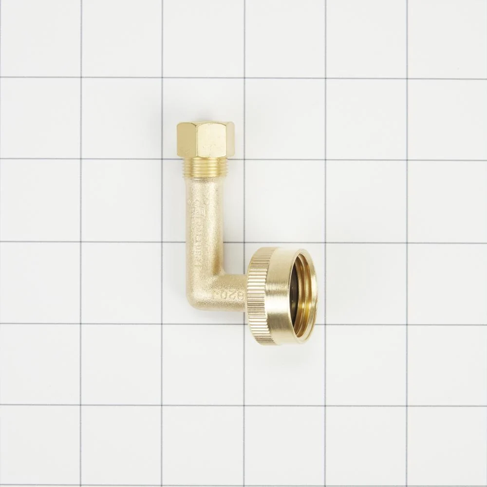 Maytag W10685193 Dishwasher Brass Gooseneck Fitting with washer, 3/4" NH x 3/8" compression fitting - Image 3