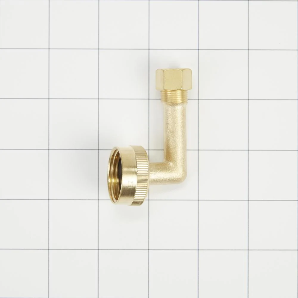 Maytag W10685193 Dishwasher Brass Gooseneck Fitting with washer, 3/4" NH x 3/8" compression fitting - Image 4