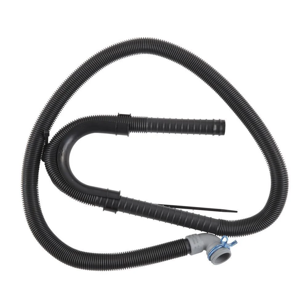 Maytag W11281268 6' Black flexible washer drain hose with elbow bracket, 1" inner diameter grey 90-degree coupler & metal clamp - 1 pack - Image 2