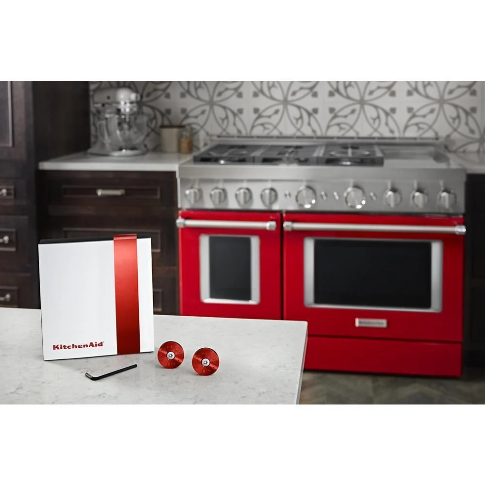 Maytag W11368841RE KitchenAid Commercial-Style Range Handle Medallion Kit - Red (Includes Two Medallions, Screws, and One 1/8-IN Hex Wrench) - Image 2