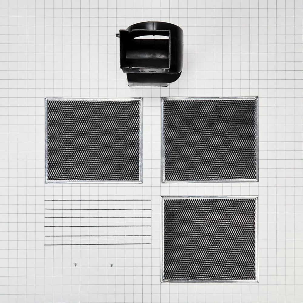 Maytag W11430940 Range Wall Hood Recirculation Kit - Silver (Includes Two Charcoal Filters, Four Rod-Style Clips, and One Deflector Damper) - Image 4
