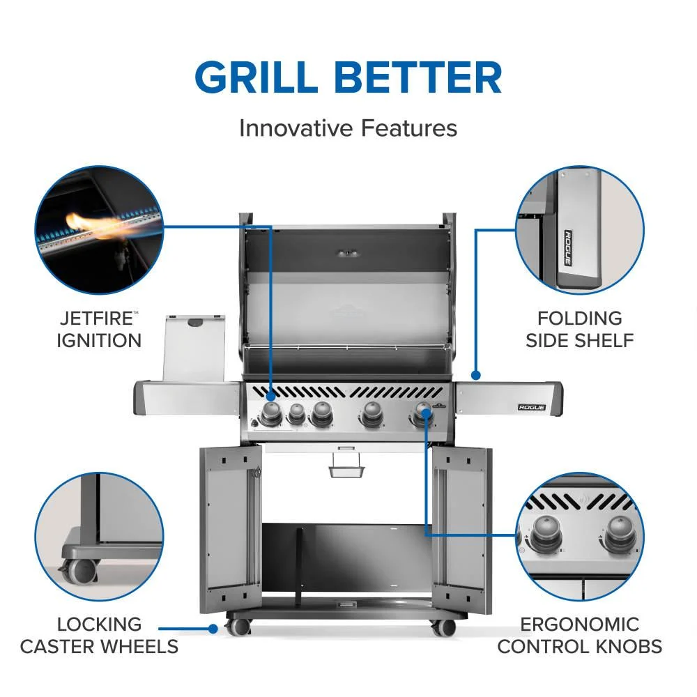 Napoleon Bbq R525SBNSS2FB Rogue 525 SB with Range Side Burner , Natural Gas, Stainless Steel - Image 3