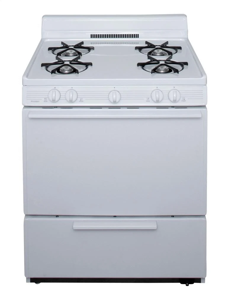 Premier BFK100OP 30 in. Freestanding Battery-Generated Spark Ignition Gas Range in White
