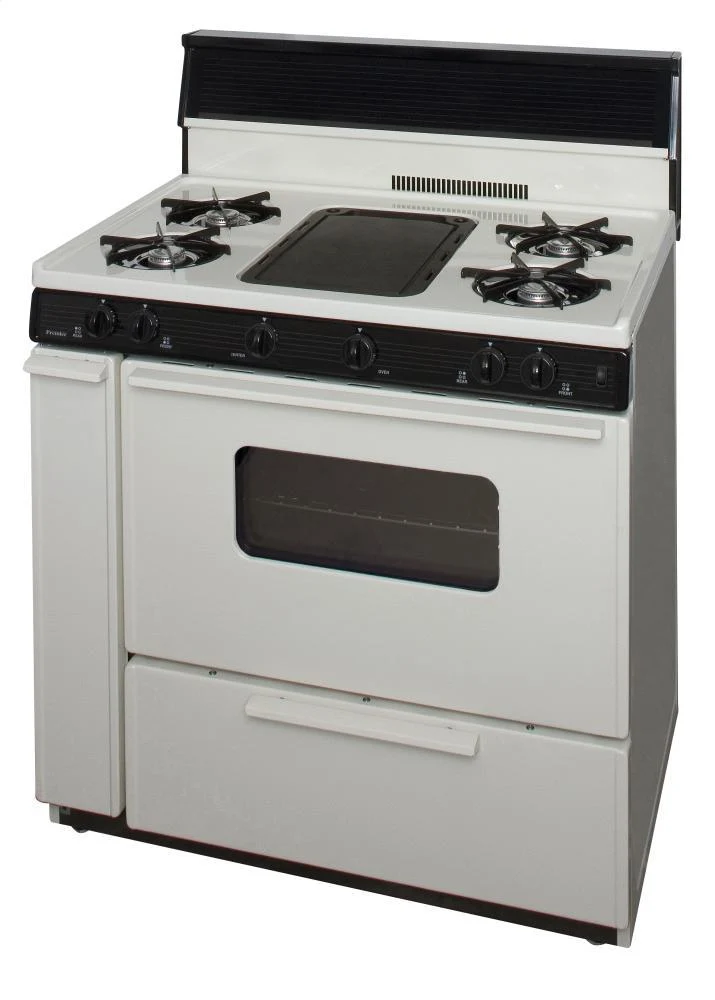 Premier BLK5S9TP 36 in. Freestanding Battery-Generated Spark Ignition Gas Range in Biscuit - Image 3