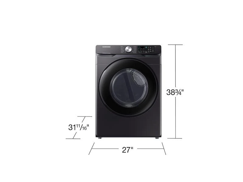 Samsung DVE51CG8000V 7.5 cu. ft. Smart Electric Dryer with Sensor Dry in Brushed Black - Image 2
