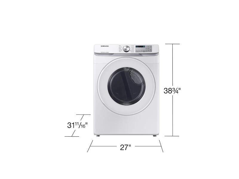 Samsung DVE51CG8000W 7.5 cu. ft. Smart Electric Dryer with Sensor Dry in White - Image 2