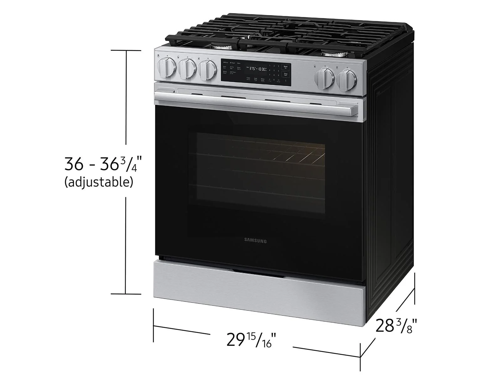 Samsung NSG70H60SR Bespoke Smart Slide-in Gas Range Pro Style Design Air Fry Max Precision Knobs - Image 4