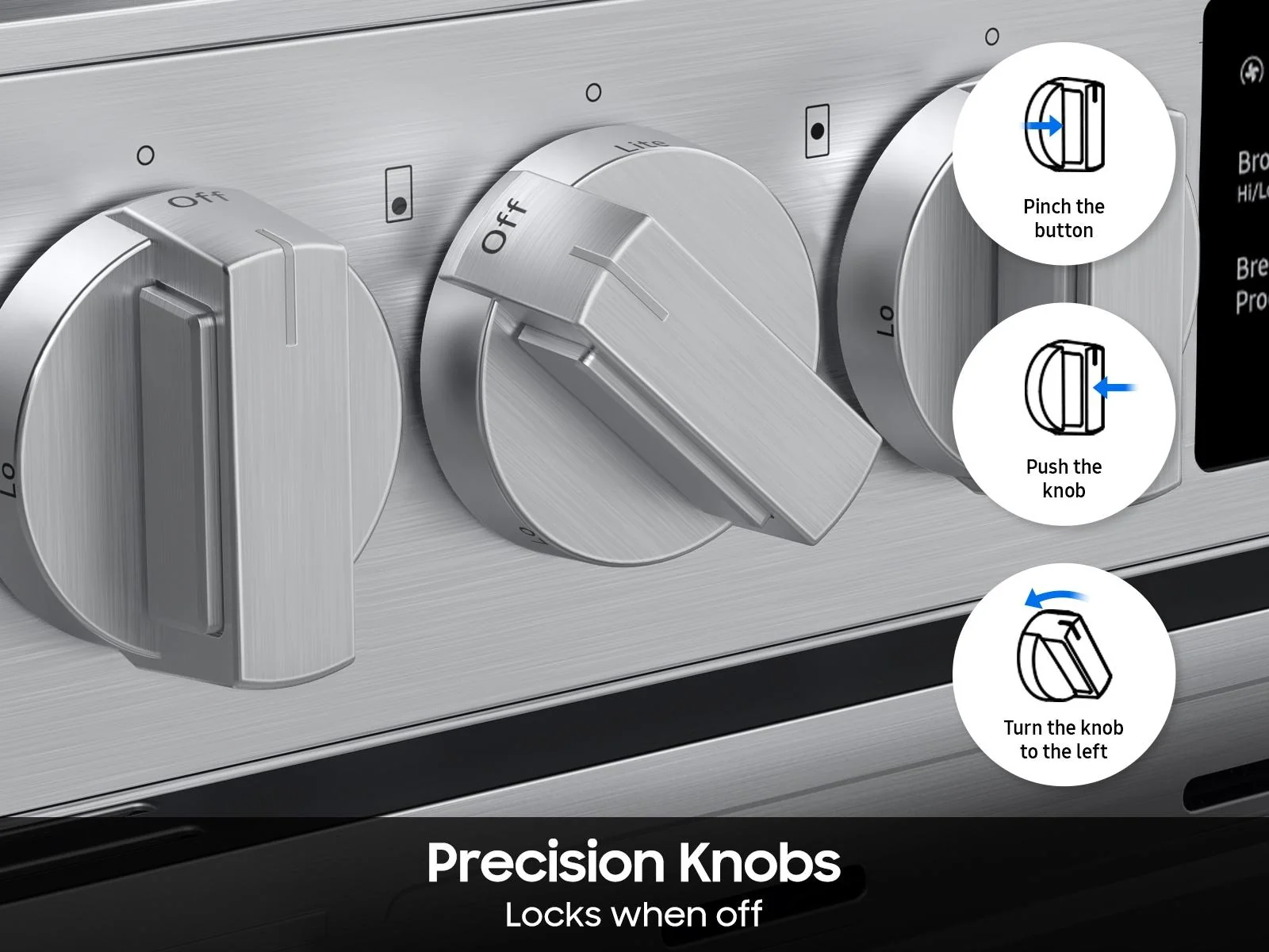 Samsung NSG70H60SR Bespoke Smart Slide-in Gas Range Pro Style Design Air Fry Max Precision Knobs - Image 7