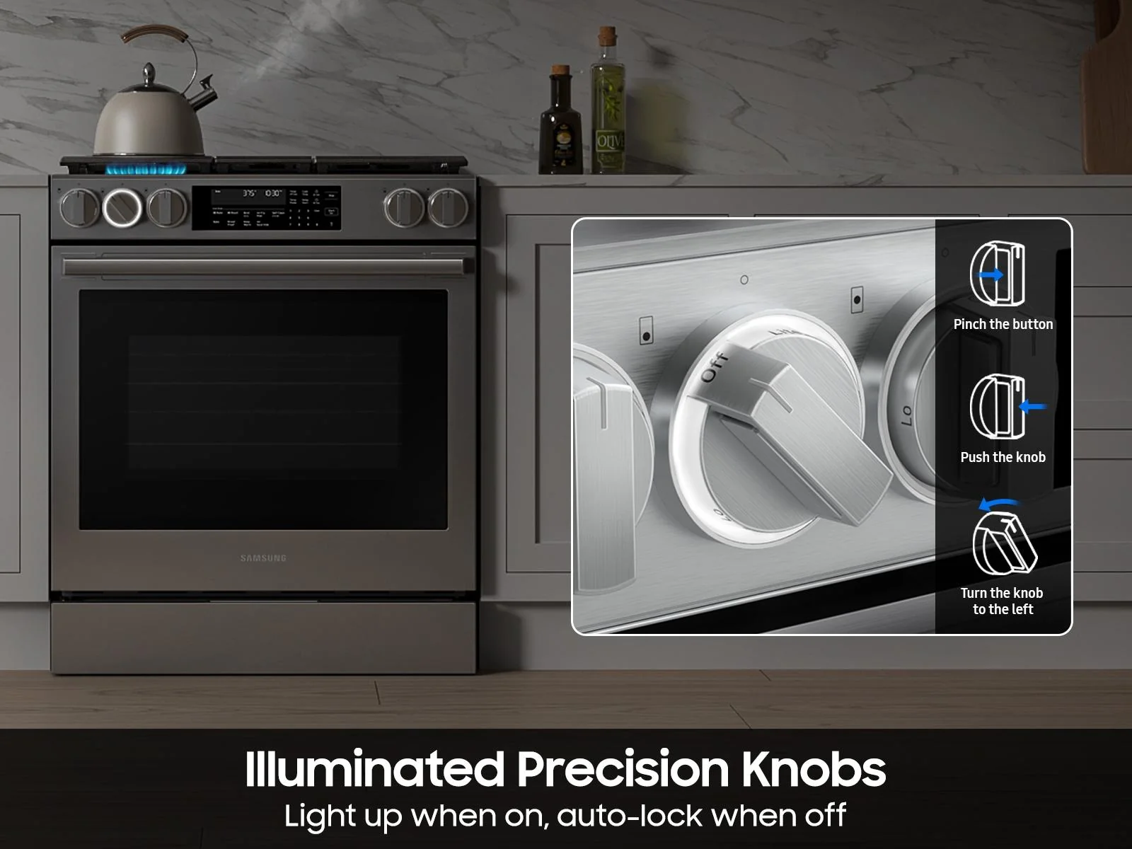 Samsung NSG90H60SW Bespoke Smart Slide-in Gas Range Pro Style Elite Design Illuminated Knobs Air Fry Max - Image 7
