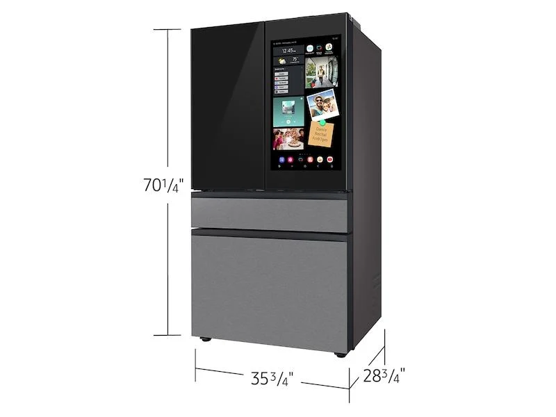 Samsung RF90F23AECR Bespoke 23 cu. ft. Counter Depth 4-Door French Door Refrigerator with AI Family Hub™+ & AI Vision Inside™ in Charcoal Glass and Stainless Steel - Image 3