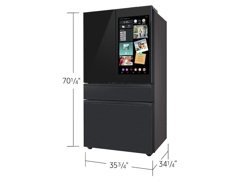 Samsung RF90F29AECE Bespoke 29 cu. ft. 4-Door French Door Refrigerator with AI Family Hub™+ & AI Vision Inside™ in Charcoal Glass and Black/Charcoal - Image 3