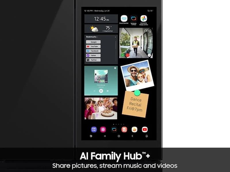 Samsung RF90F29AECE Bespoke 29 cu. ft. 4-Door French Door Refrigerator with AI Family Hub™+ & AI Vision Inside™ in Charcoal Glass and Black/Charcoal - Image 8