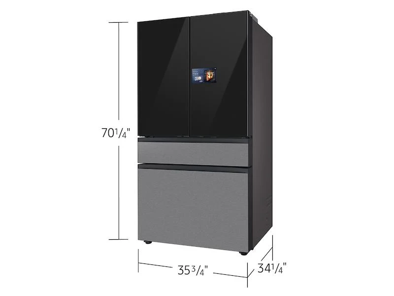 Samsung RF90F29BECR Bespoke 29 cu. ft. 4-Door French Door Refrigerator with AI Home & AI Vision Inside™ in Charcoal Glass and Stainless Steel - Image 3