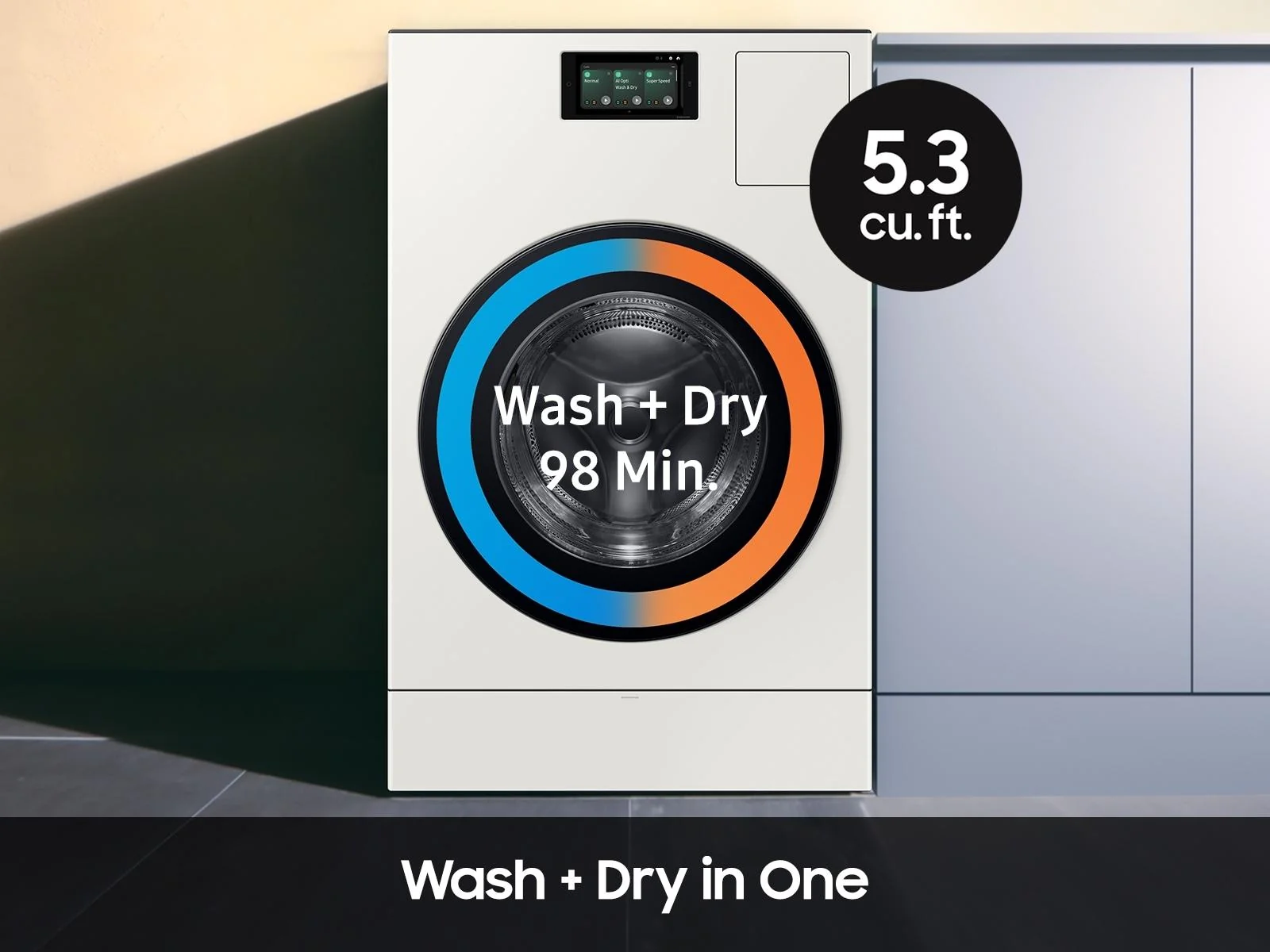 Samsung WD53DBA900HYA1 Bespoke AI All-in-One Ventless Combo AI Home 7" LCD Display  AI OptiWash™ and Dry  5.3 cu. ft. - Image 8