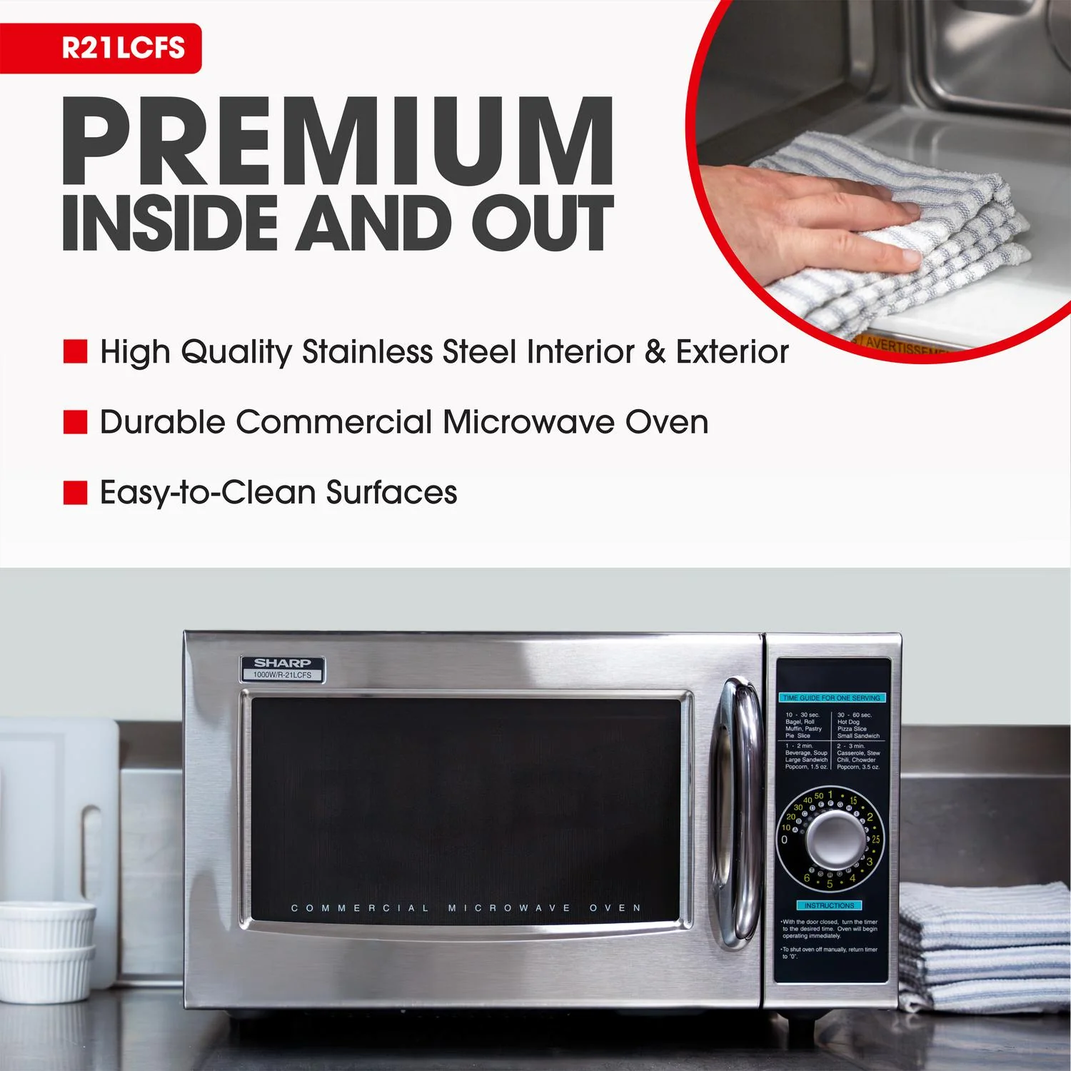 Sharp R21LCFS Medium-Duty Commercial Microwave Oven With 1000 Watts - Image 4