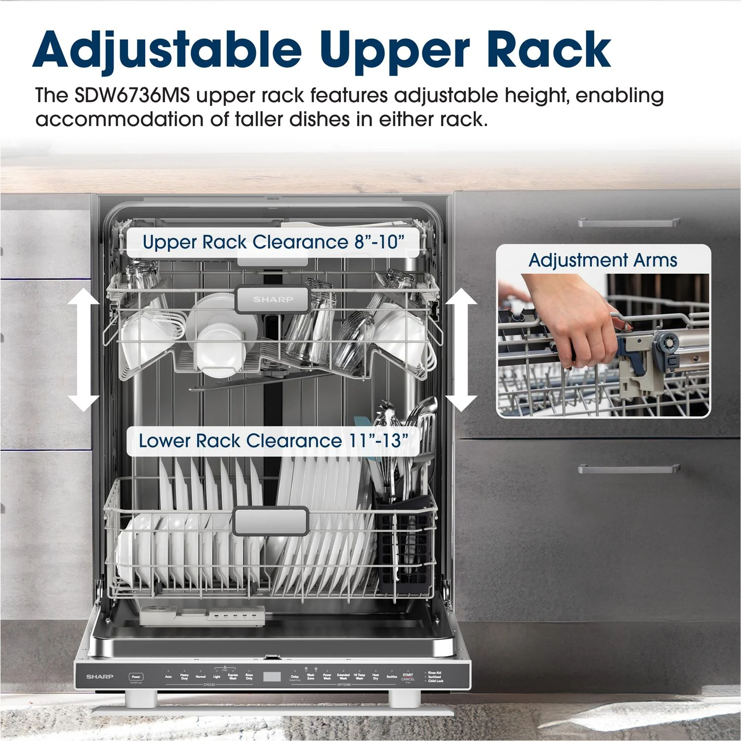 SDW6736MS Sharp 24 in. Stainless Steel 47dB Dishwasher - Image 21