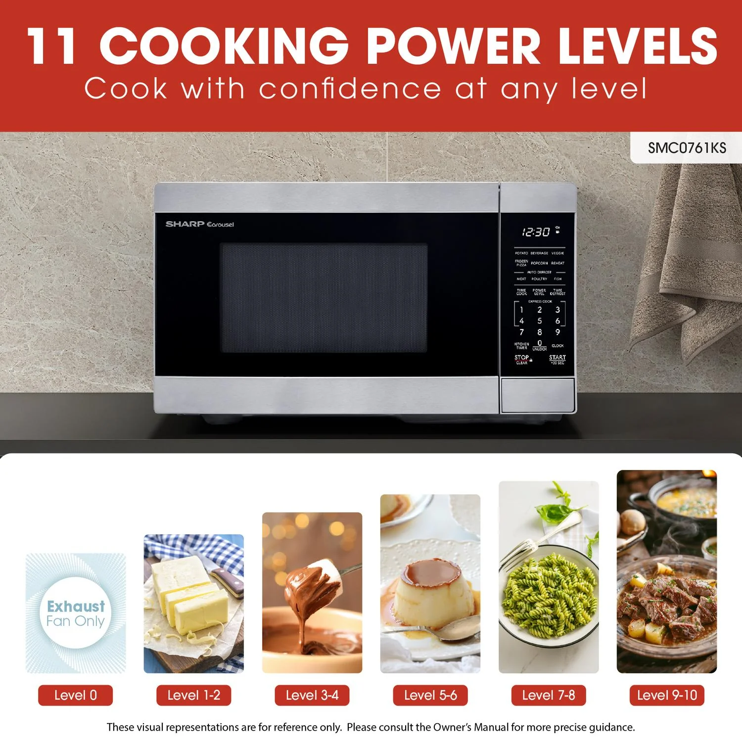 SMC0761KS Sharp 0.7 cu. ft. 700W Stainless Steel Countertop Microwave Oven - Image 10