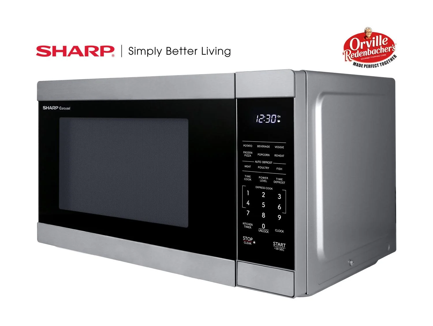 SMC1162KS Sharp 1.1 cu. ft. 1000W Stainless Steel Countertop Microwave Oven - Image 3