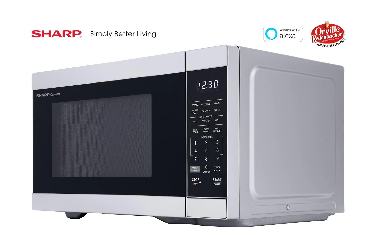 SMC1169KS Sharp 1.1 cu. ft. 1000W Smart Stainless Steel Countertop Microwave Oven - Image 3