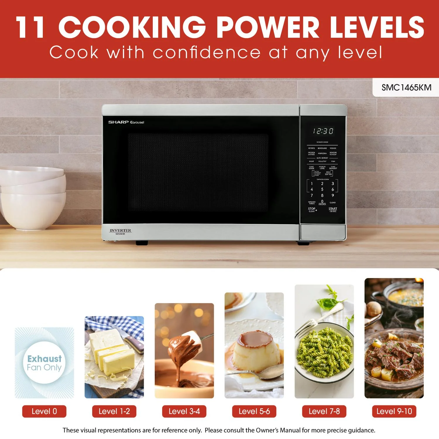 SMC1465KM Sharp 1.4 cu. ft. 1100W Stainless Steel Countertop Microwave Oven with Inverter Technology - Image 10