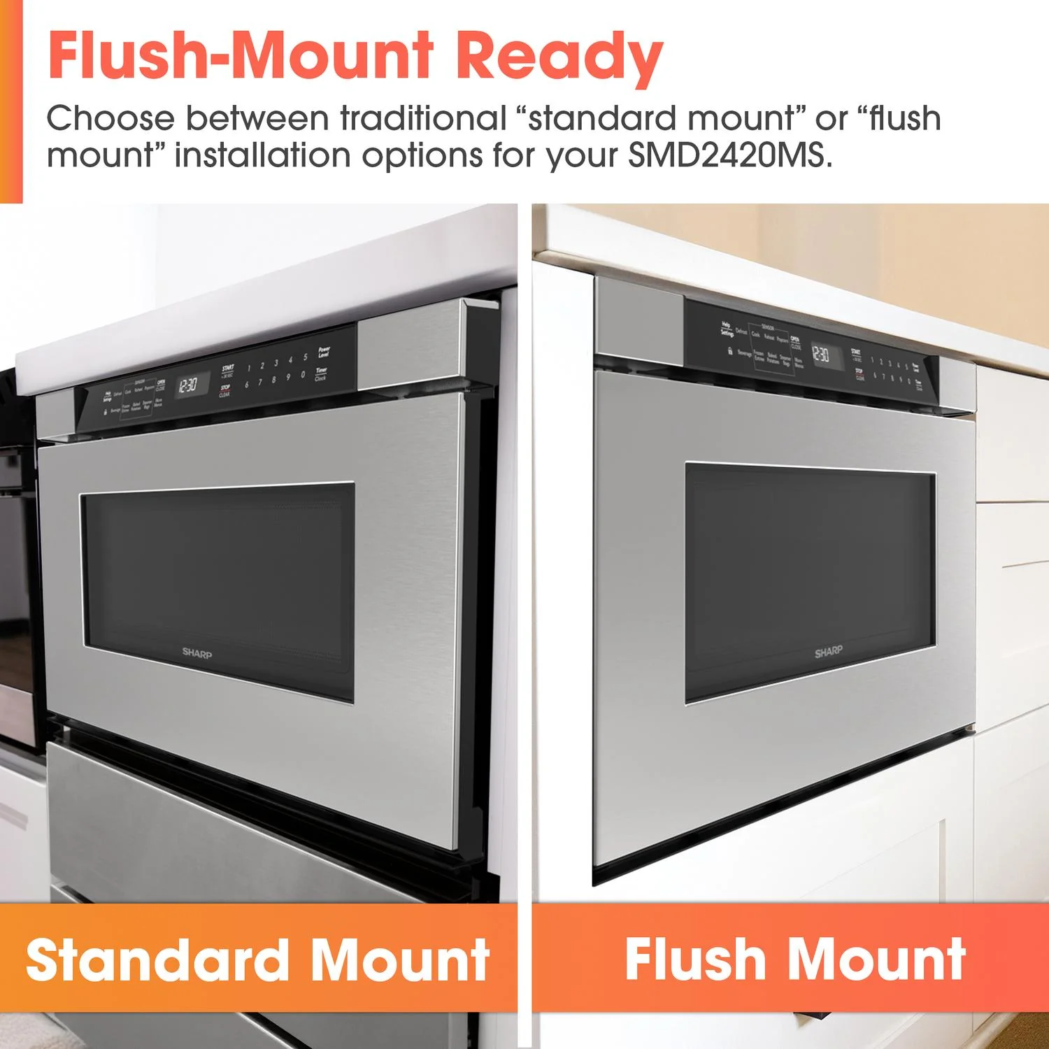 SMD2420MS Sharp 24 in. 1.2 cu. ft. Built-In Microwave Drawer™ Oven in Stainless Steel - Image 11
