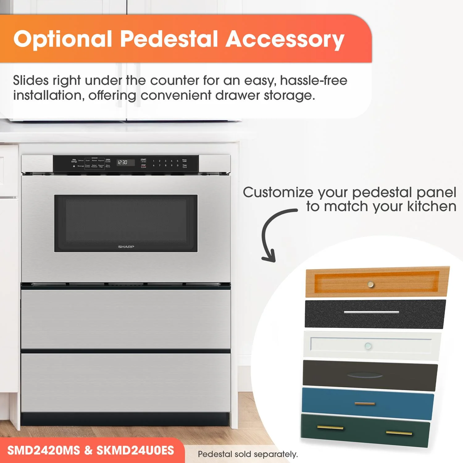 SMD2420MS Sharp 24 in. 1.2 cu. ft. Built-In Microwave Drawer™ Oven in Stainless Steel - Image 9