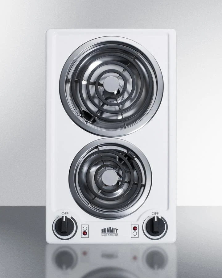 Summit CCE225WH 12" Wide 230v 2-burner Coil Cooktop