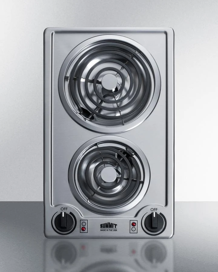 Summit CCE227SS 12" Wide 230v 2-burner Coil Cooktop