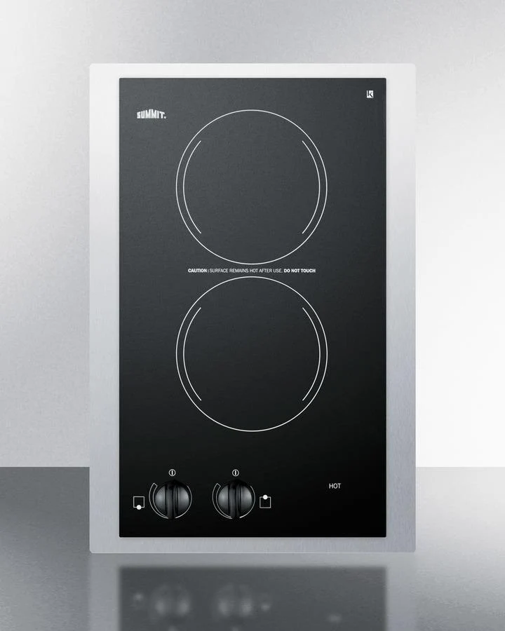 Summit CR2220TK15 15" Wide 230v 2-burner Radiant Cooktop