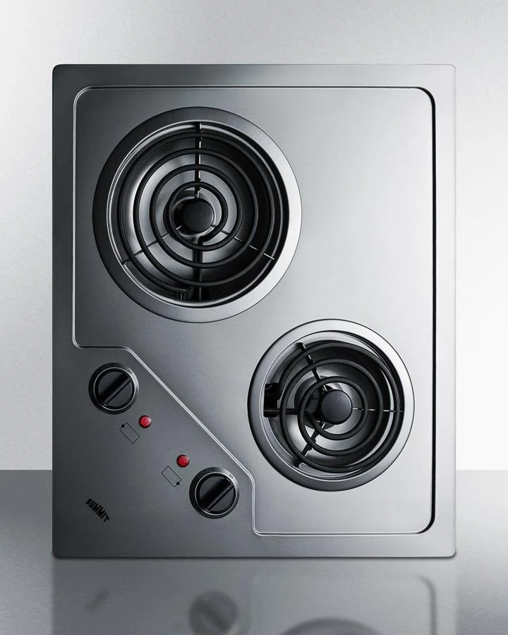 Summit CR2B224S 21" Wide 230v 2-burner Coil Cooktop