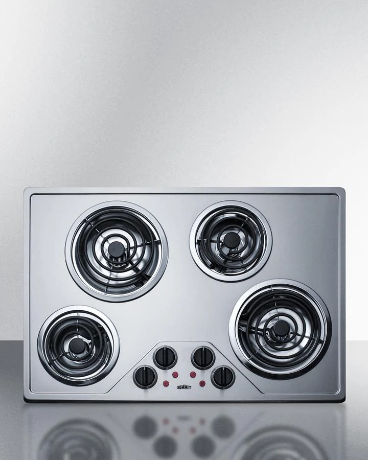 Summit CR430SS 30" Wide 230v 4-burner Coil Cooktop