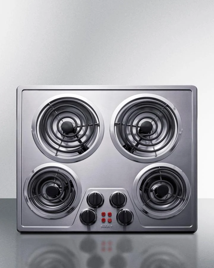 Summit CR4SS24 24" Wide 240v 4-burner Coil Cooktop